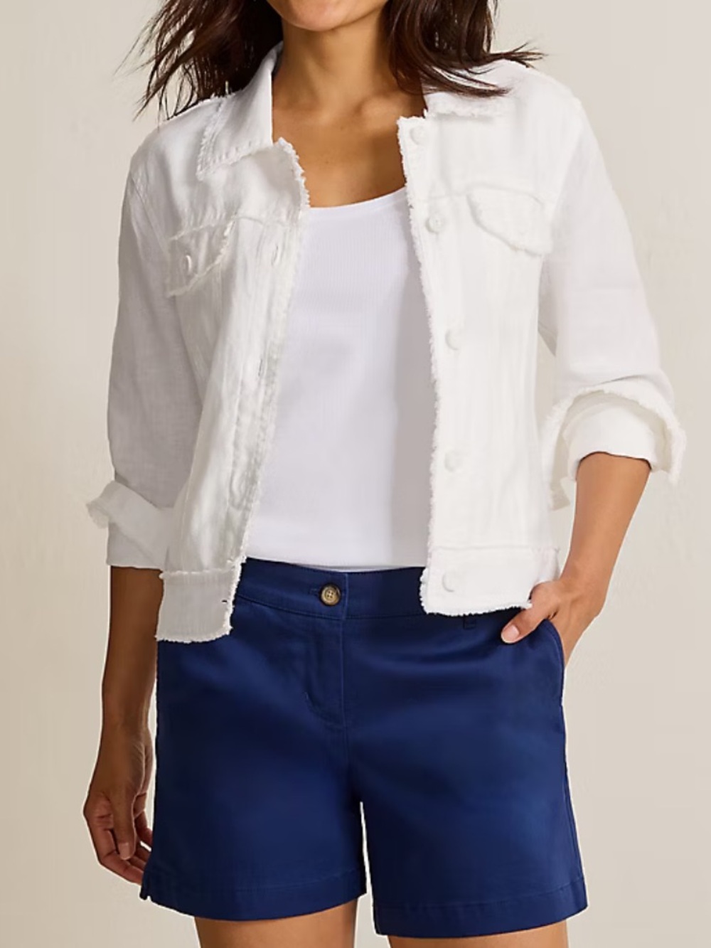 TOMMY BAHAMA Two Palms Linen Raw-Edge Jacket in White Size XS